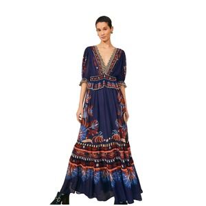 green nautical guipure maxi dress Off-White Nautical Guipure Long Sleeve Midi Dress FARM Rio